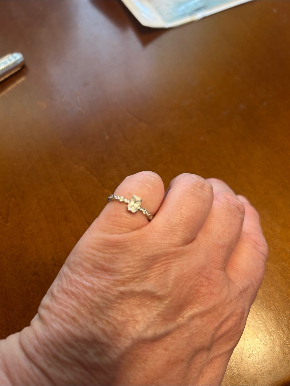 Beautiful delicate white sapphire and diamond ring 14k sz 5.75/6 - Picture 6 of 6